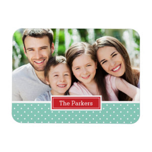 Polkadot Holiday Monogram Photo Magnet