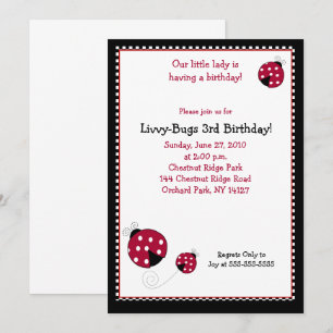 Polkadot Ladybug 5x7 Birthday Invitation