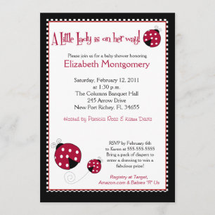 Polkadot Ladybug Baby Shower 5x7 Invitation