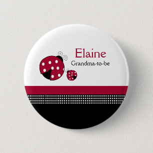 Polkadot Ladybug NAME TAG Personalised Button