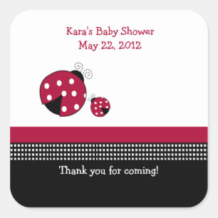 Polkadot Ladybug SQUARE Favour Sticker