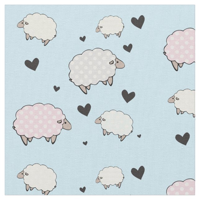 Polkadot Pastel Sheep Fabric (Close Up)