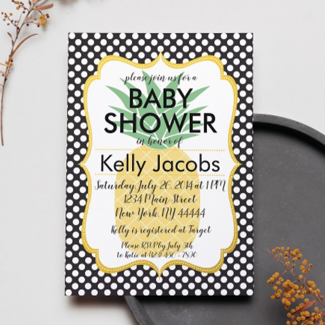 Polkadot Pineapple Bridal Shower Invitation (Creator Uploaded)