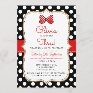 Polkadot themed birthday party invitation