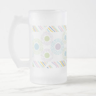 Polkadots and Stripes (pastels) Frosted Glass Beer Mug