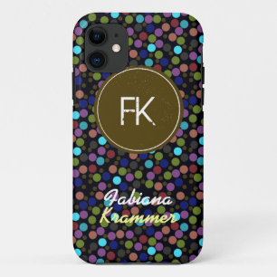 polkadots custom name and initials iPhone 11 case