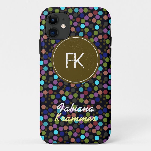 polkadots custom name and initials Case-Mate iPhone case (Back)