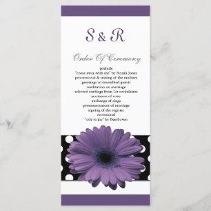 polkadots purple daisy Wedding program Programme