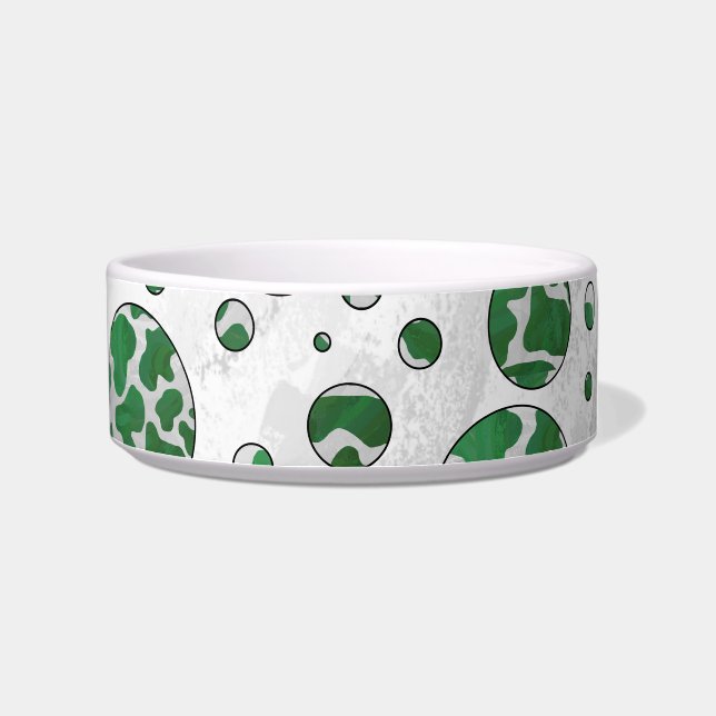 Polks Dot Cow Green and White Print Bowl (Right)