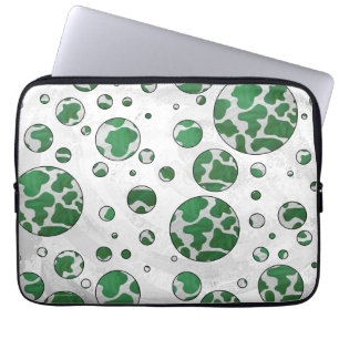 Polks Dot Cow Green and White Print Laptop Sleeve