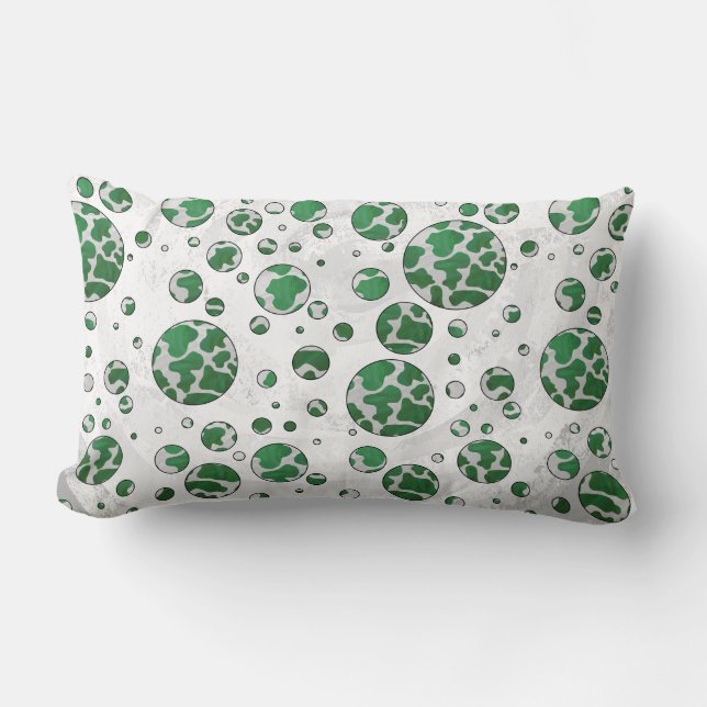 Polks Dot Cow Green and White Print Lumbar Cushion (Front)