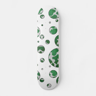 Polks Dot Cow Green and White Print Skateboard