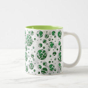 Polks Dot Cow Green and White Print Two-Tone Coffee Mug