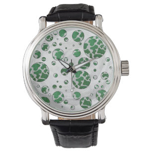Polks Dot Cow Green and White Print Watch