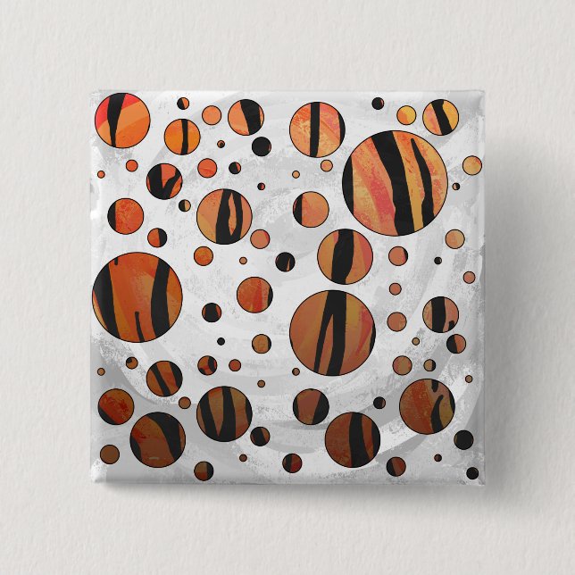 Polks Dot Tiger Hot orange and Black Print 15 Cm Square Badge (Front)