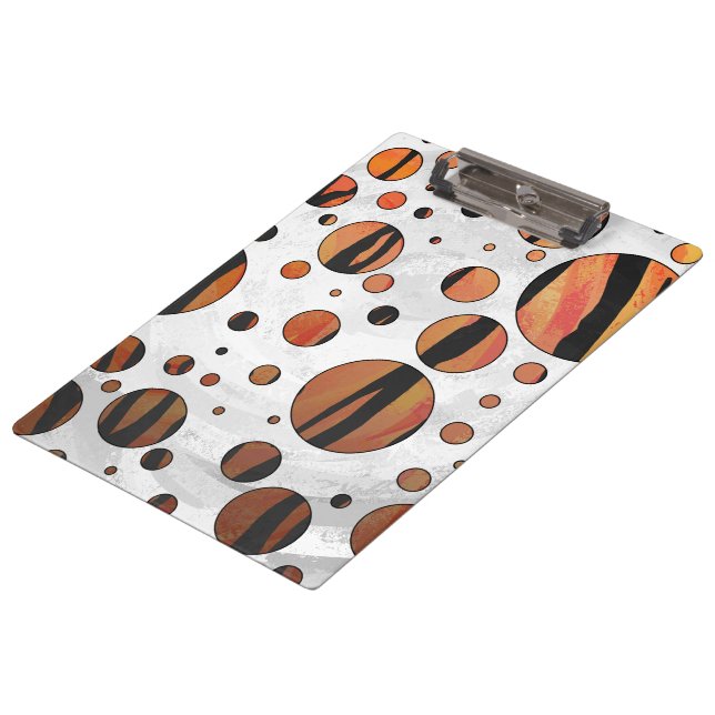 Polks Dot Tiger Hot orange and Black Print Clipboard (Angled)