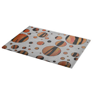 Polks Dot Tiger Hot orange and Black Print Cutting Board