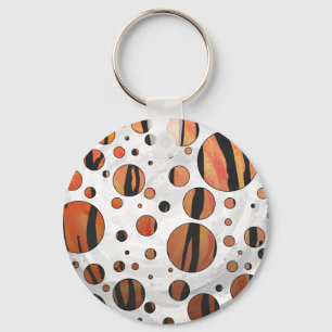 Polks Dot Tiger Hot orange and Black Print Key Ring