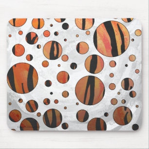 Polks Dot Tiger Hot orange and Black Print Mouse Mat