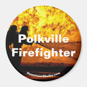 Polkville Firefighter flames magnet