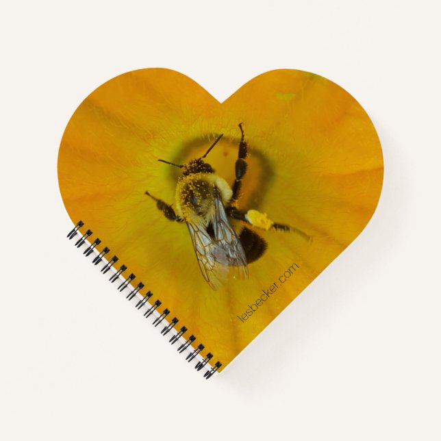 Pollen-Covered Bee - Heart-Shaped Notebook (Front)