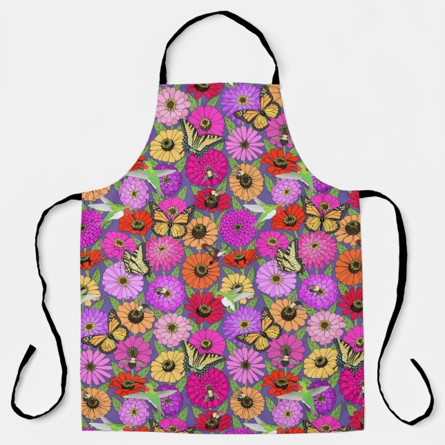 pollinators and zinnias apron (Front)