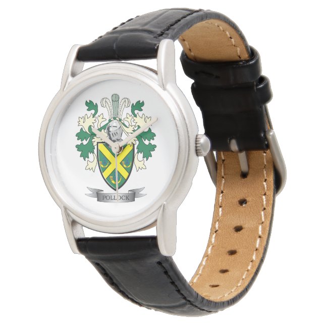 Pollock Family Crest Coat of Arms Watch (Angled)