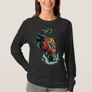 Pollution Fish Wearing Gas Mask T-Shirt