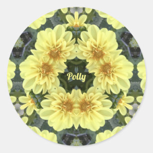 POLLY ~ EASTER DAHLIAS YELLOW RELIGIOUS ~ CLASSIC ROUND STICKER