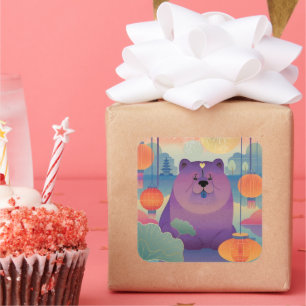 POLLY PLUM  Chow dog Square Sticker