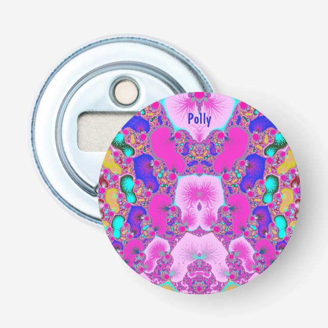 POLLY ~ Pretty Multicolored ~ 3D Fractal Bottle Opener (Front)