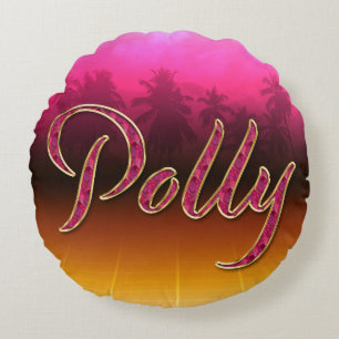 Polly Vorname Name golden pink Kissen Round Cushion