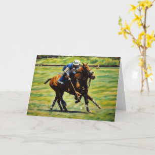 Polo Action Polo Horse Rider Art Note Card