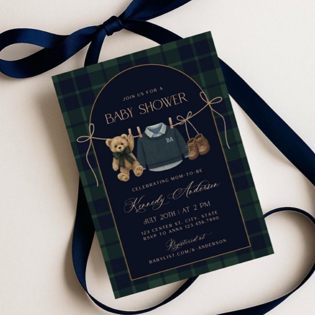 Polo Baby Shower Invitation, Preppy Teddy Bear Bab Invitation (Creator Uploaded)