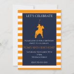 Polo birthday invitation for adult blue orange<br><div class="desc">Party Invitation personalised with your details.</div>