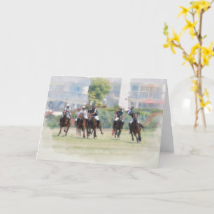 Polo Game Horses Players Action Art Note Card