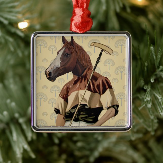 Polo Horse Portrait Metal Tree Decoration (Tree)