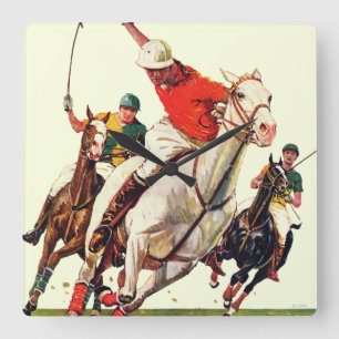 Polo Match Square Wall Clock