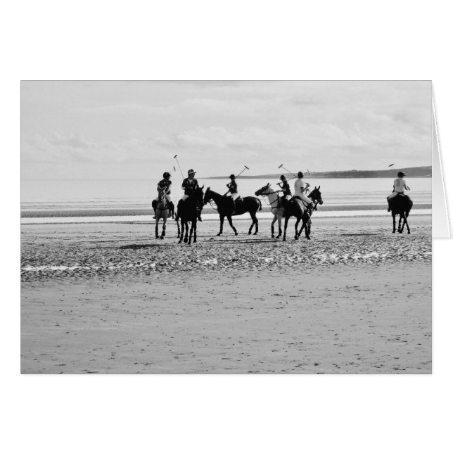 Polo Match St Andrews West Sands Beach B&W Photo (Front Horizontal)