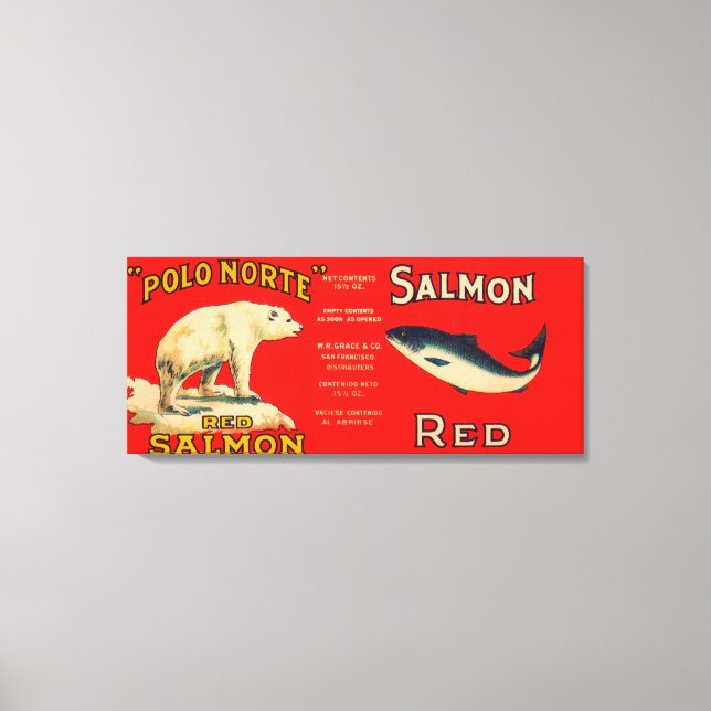 Polo Norte Brand Salmon Label- San Francisco, CA Canvas Print (Front)