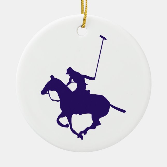 Polo Player Ceramic Tree Decoration (Front)