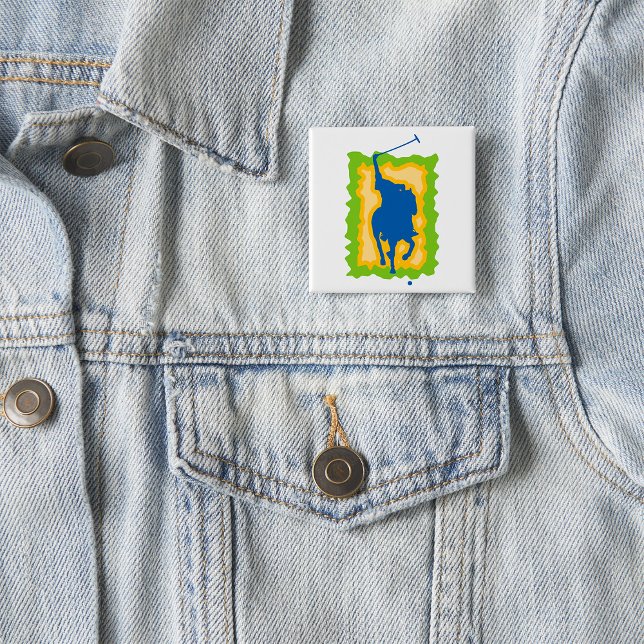 Polo Player Silhouette Modern Horseback Sports 15 Cm Square Badge (Creator Uploaded)