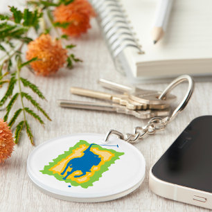Polo Player Silhouette Modern Horseback Sports Key Ring