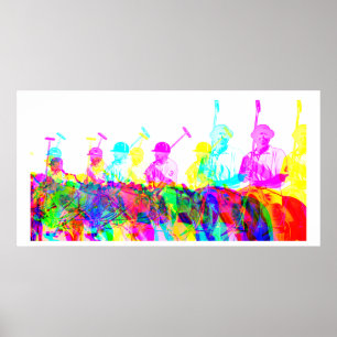 Polo Players Wall Art Colourful Modern Poster Prin