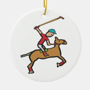 Polo Playing Horse and Rider Ceramic Tree Decoration