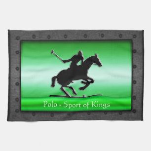 Polo, riveted steel frame with green chrome-effect tea towel