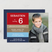 Polo Stripes Photo Birthday Invitation