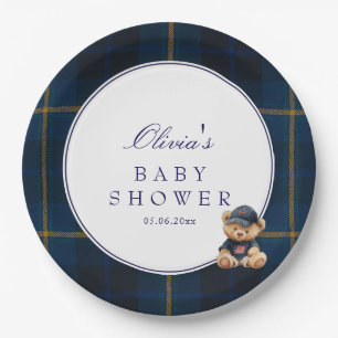 Polo Teddy Bear Baby Shower Paper Plate