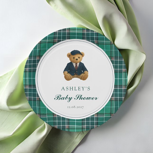 Polo Teddy Bear Baby Shower Paper Plate (Creator Uploaded)