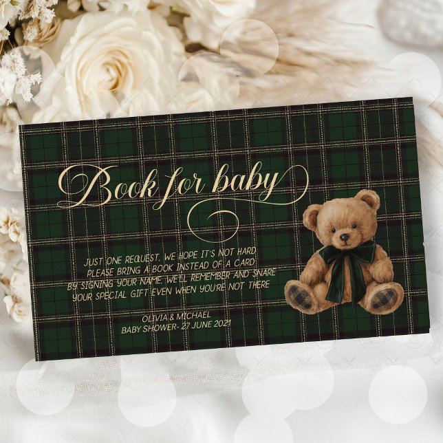 Polo Teddy Bear Classic Baby Shower book for baby Enclosure Card (polo teddy bear, classic baby shower, book for baby, baby shower guest book, vintage baby shower, ra)